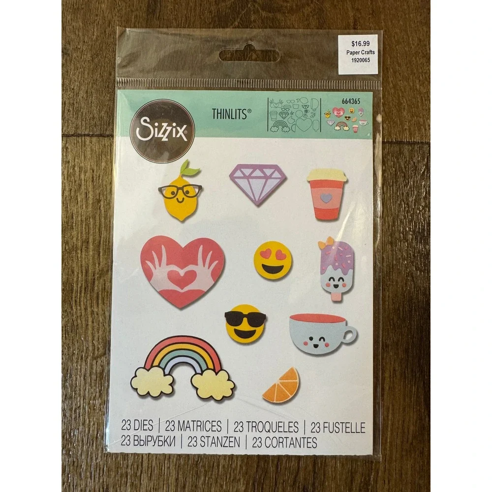 Sizzix Thinlits Spring Icons Die Set 664365 23 Piece Emoji Rainbow Coffee